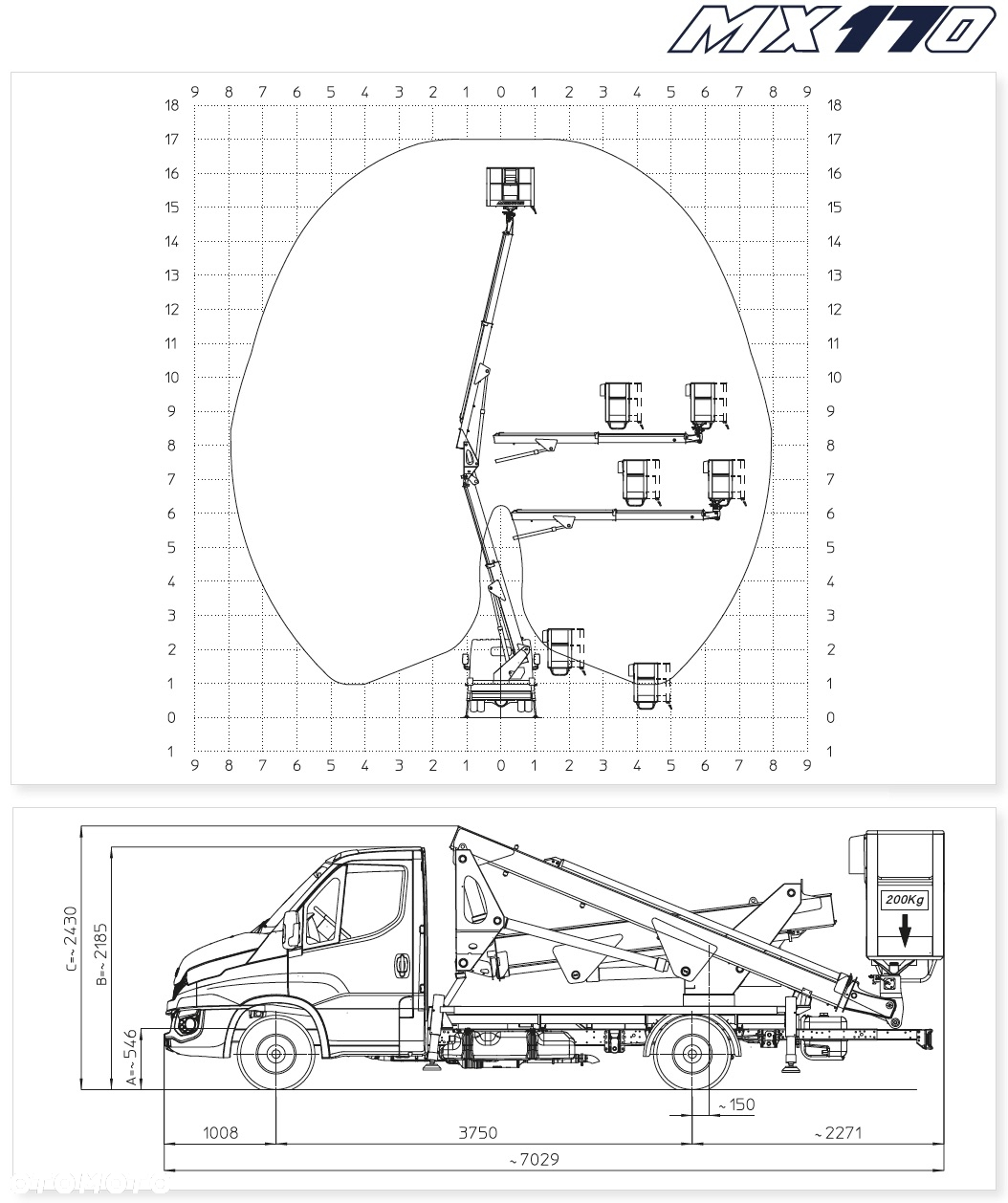Iveco Podnośnik koszowy Izolowany Kosz Multitel mx170 17 metrów 10 w Bok Zwyżka jak Ruthmann Gsr Wumag - 38