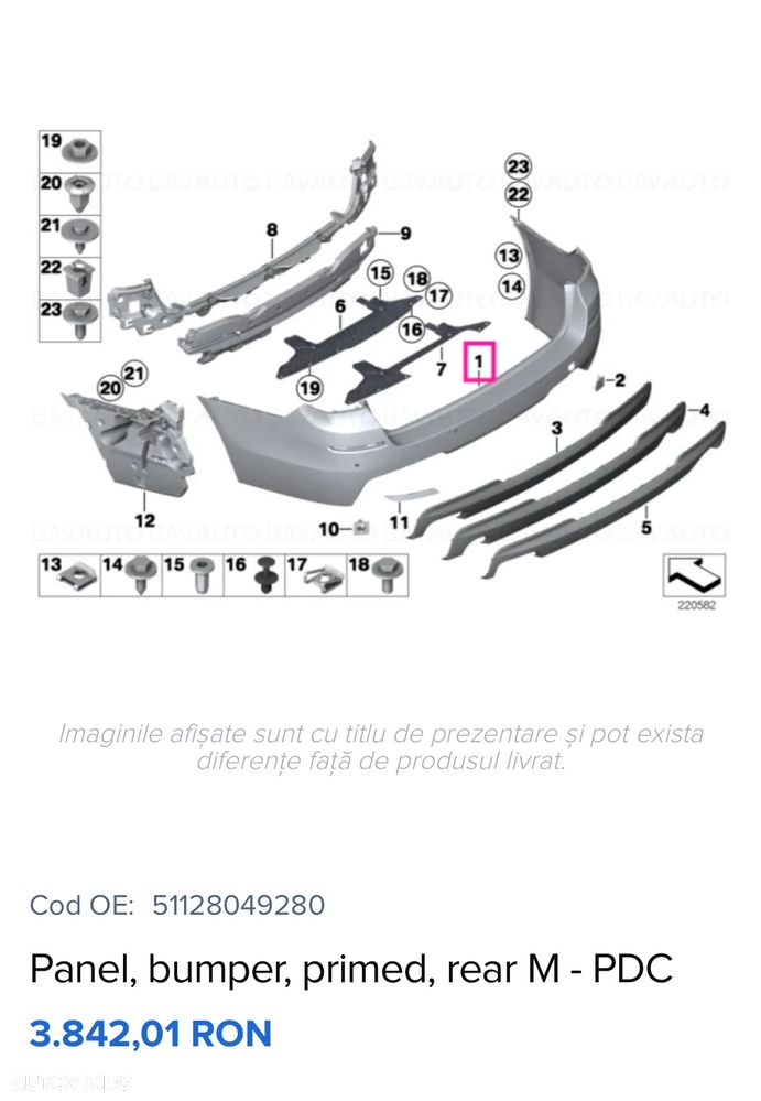 Bară spate bmw F11 M pachet original bmw cu tot cu difuzor model cu senzori de parcare - 6