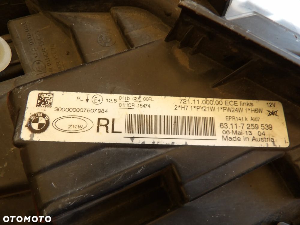 BMW - F30 - H7 - LEWA LAMPA PRZEDNIA - UK - 7259539 - 9