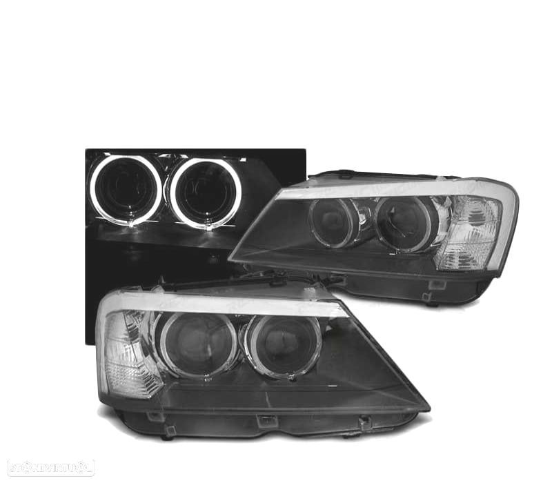 FARÓIS ANGEL EYES LED PARA BMW X3 F25 10-14 BLACK PRETO - 2