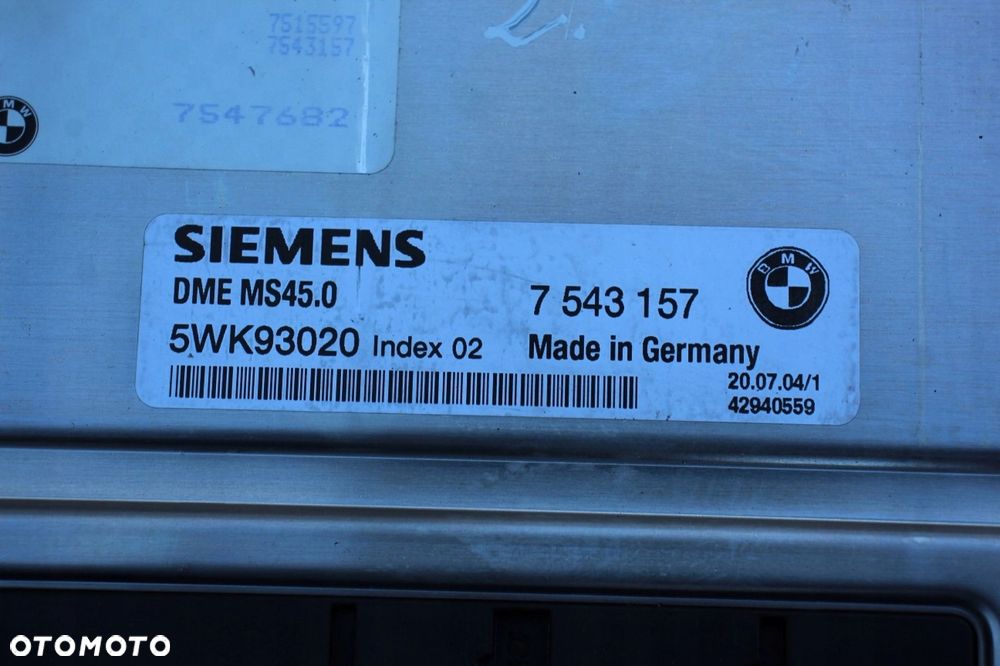Komputer sterownik silnika zestaw startowy BMW M54 MS45 7543157 x3 z4 e60 - 4