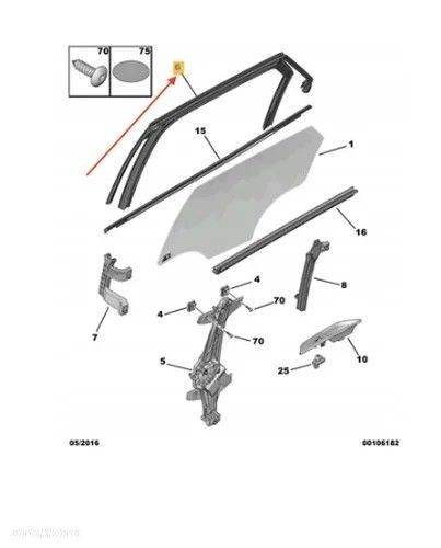 Uszczelka Peugeot 3008 2 II p84e Citroen C5 Aircross 16-24r. guma prawych tylnych drzwi prawy tył li - 1