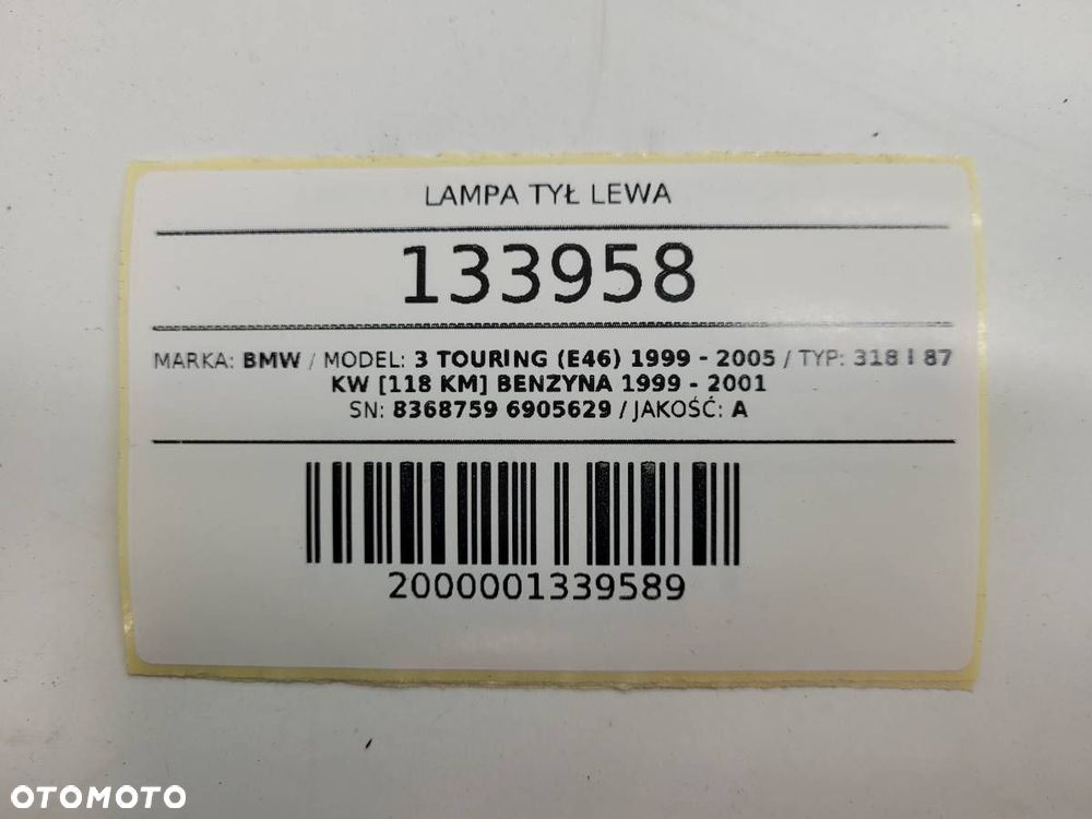 LAMPA TYŁ LEWA TYLNA KOMPLET BMW E46 TOURING KOMBI EUROPA 8368759 6905629 - 12