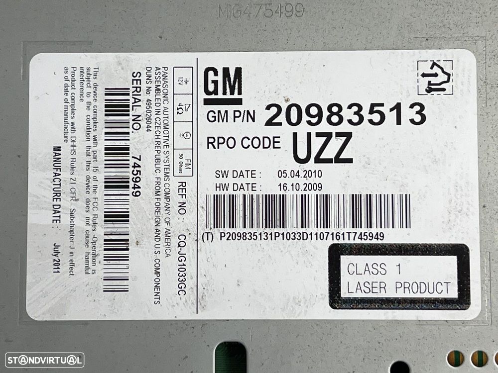 Rádio OPEL INSIGNIA A (G09) REF. 20983513 - 4