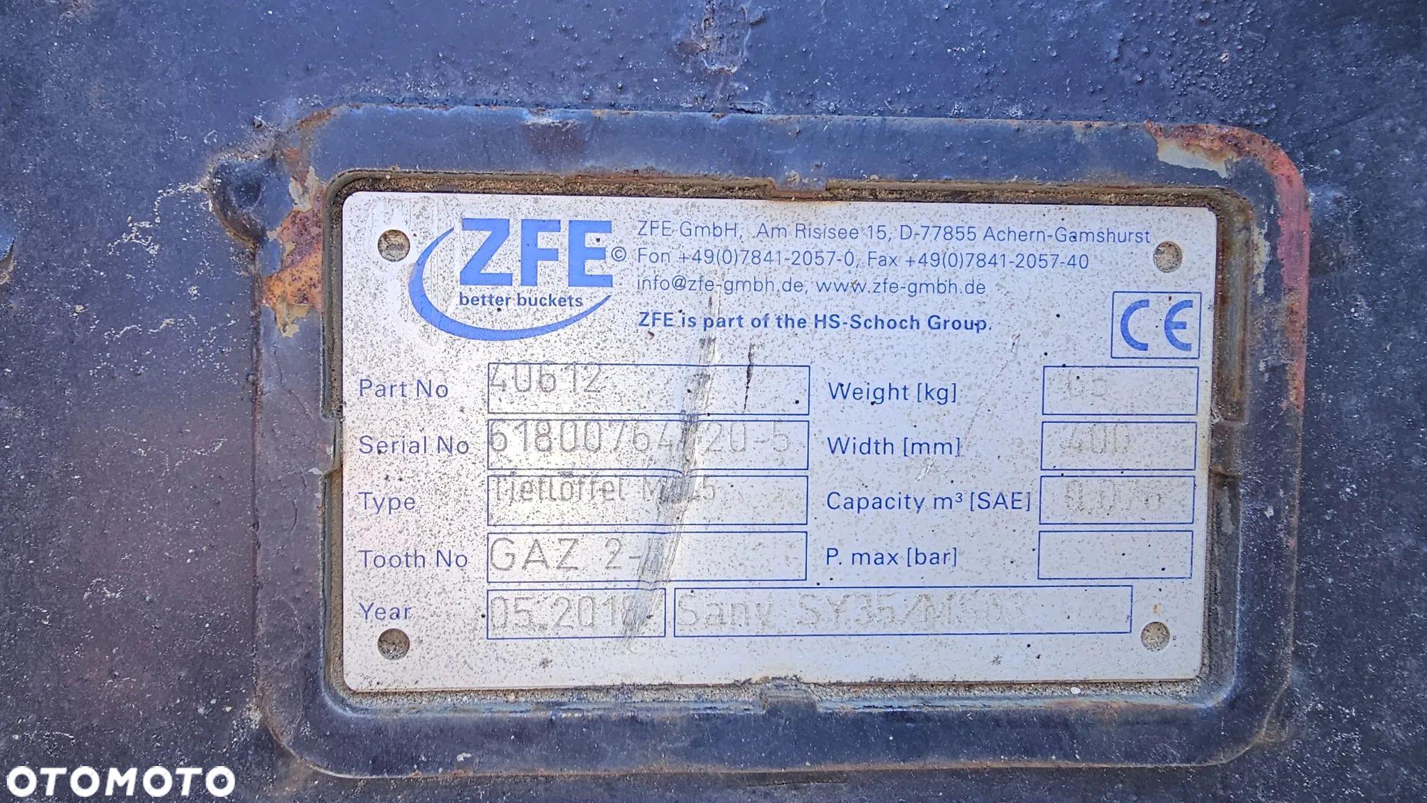 Łyżka do koparki  ZFE 400mm MS03 - 3