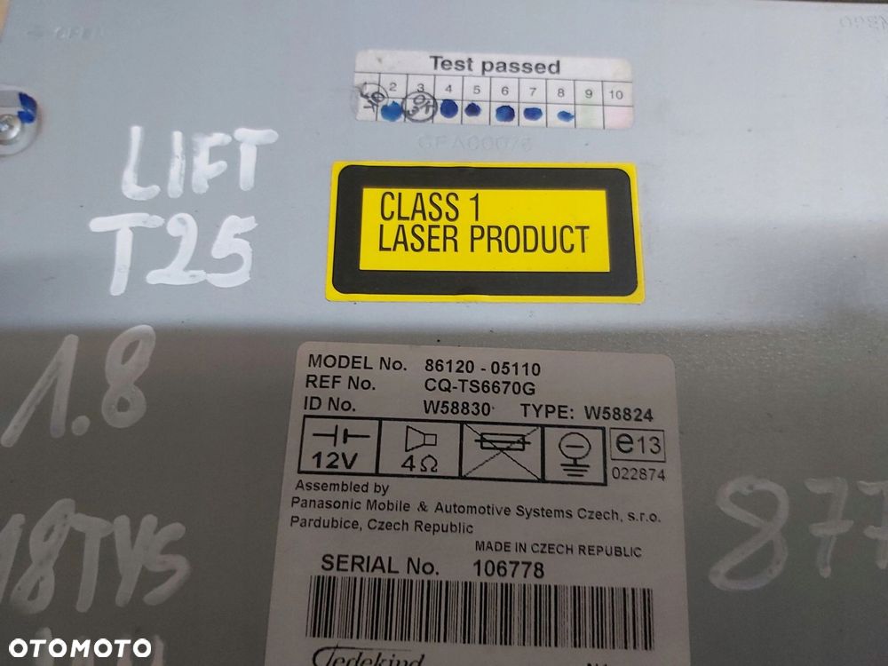 TOYOTA Avensis T25 LIFT Radio CD W58830 oryginał 86120-05110 - 5