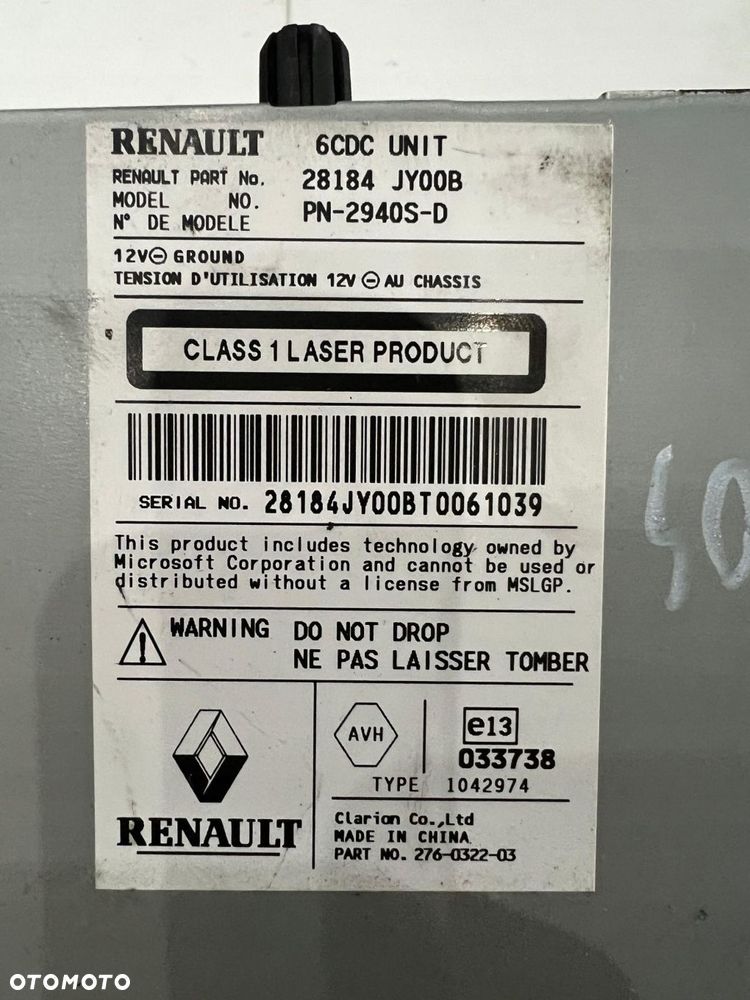RADIO CD REANULT KOLEOS 28184JY00B - 2