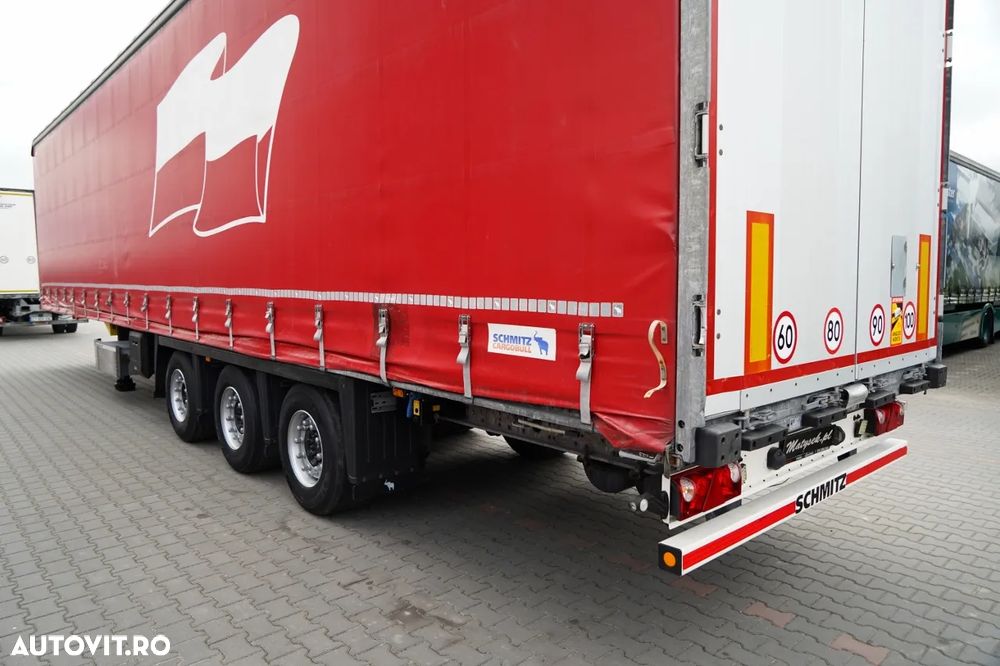 Schmitz Cargobull CORTINĂ / MEGA / PLATĂ JOSĂ / CAMION DIN OȚEL - 9 M / ACOPERIȘ CULISANT / AXĂ CULISANTĂ - 11
