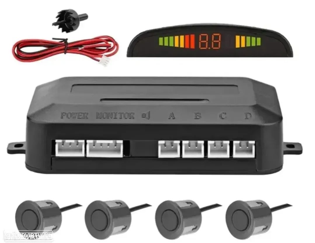 Sensores de Estacionamento Universal + Display LED - Cinzento Rato - 1