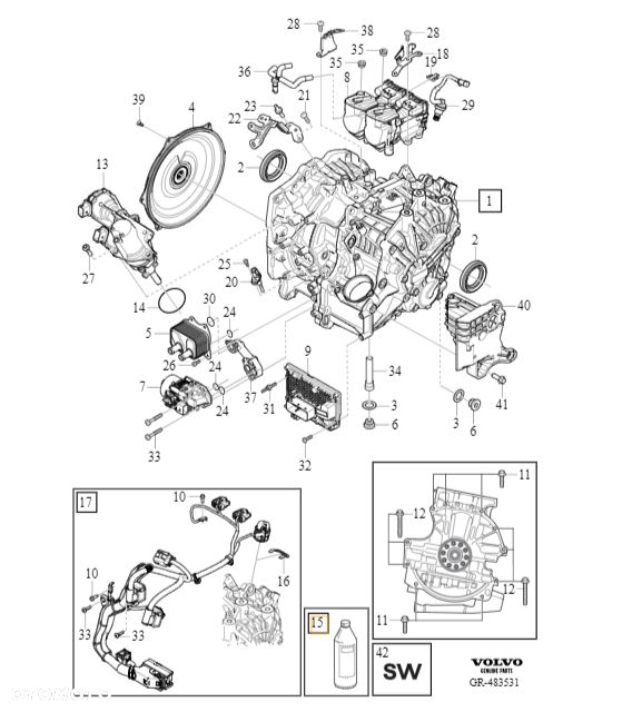 VOLVO S60 V60 XC40 olej automatycznej dwusprzeglowe skrzyni biegow D2 1L OE - 4
