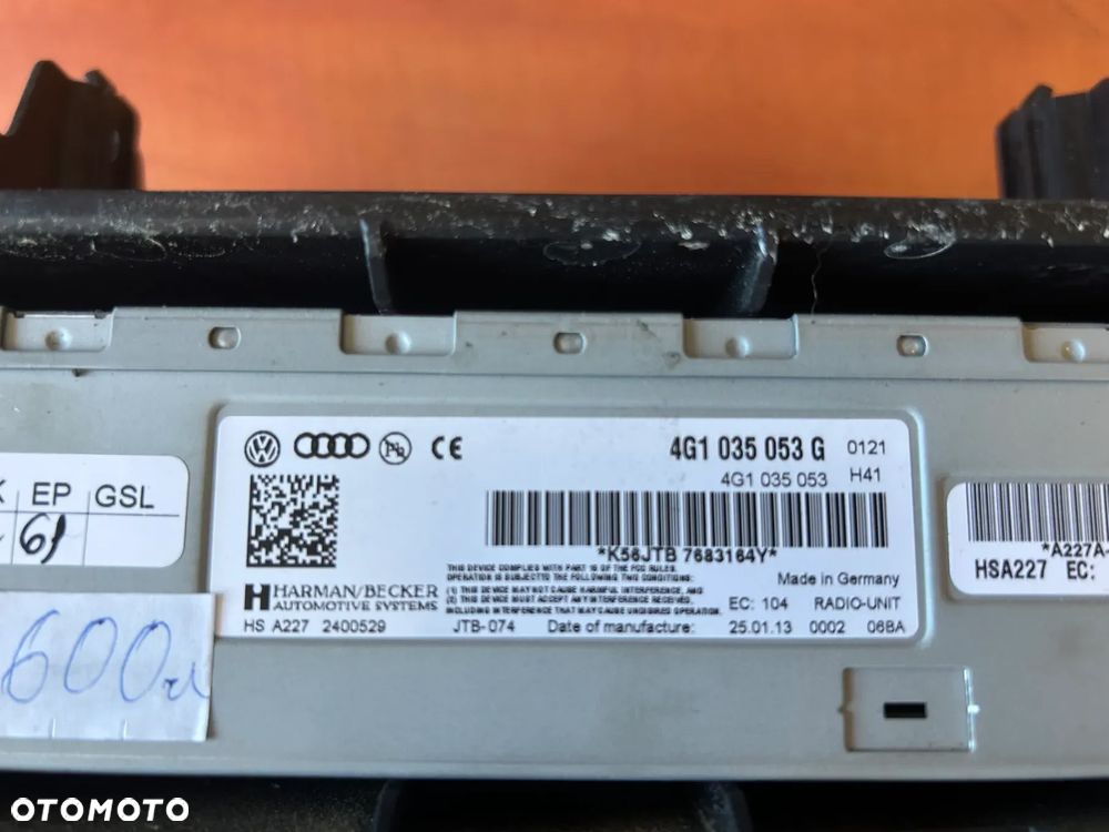 RADIO FABRYCZNE AUDI A4 B8 4G1035053G 4G1035053 RADIOODTWARZACZ - 4