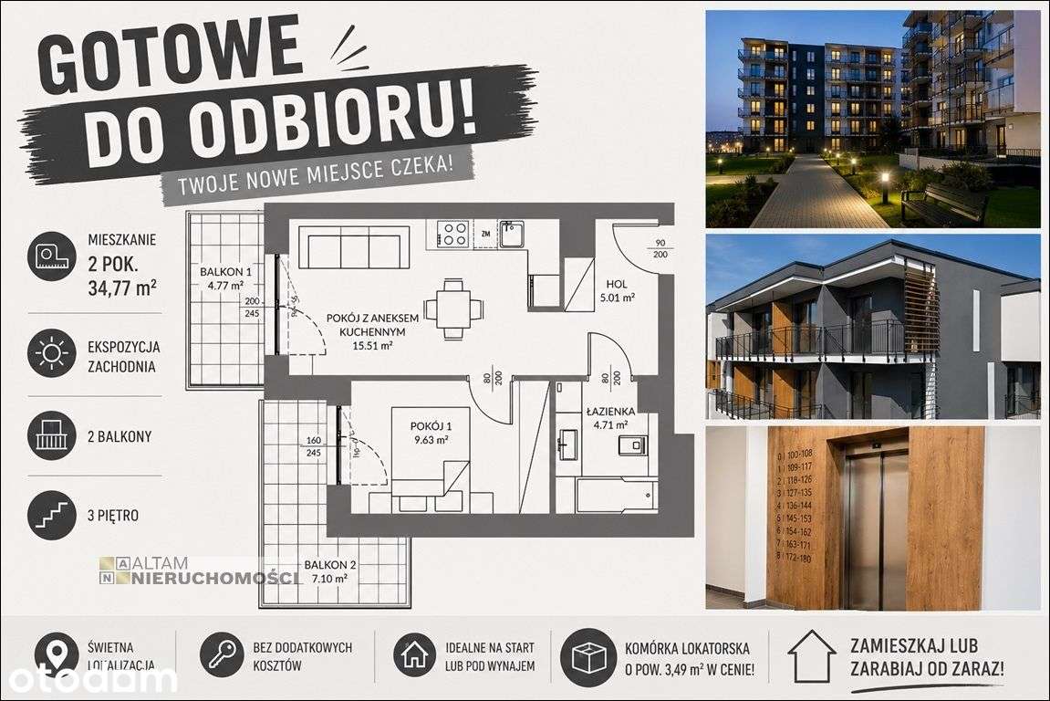 Gotowe! 2pok 34,77m² Rabat 72tys! Komórka W Cenie!