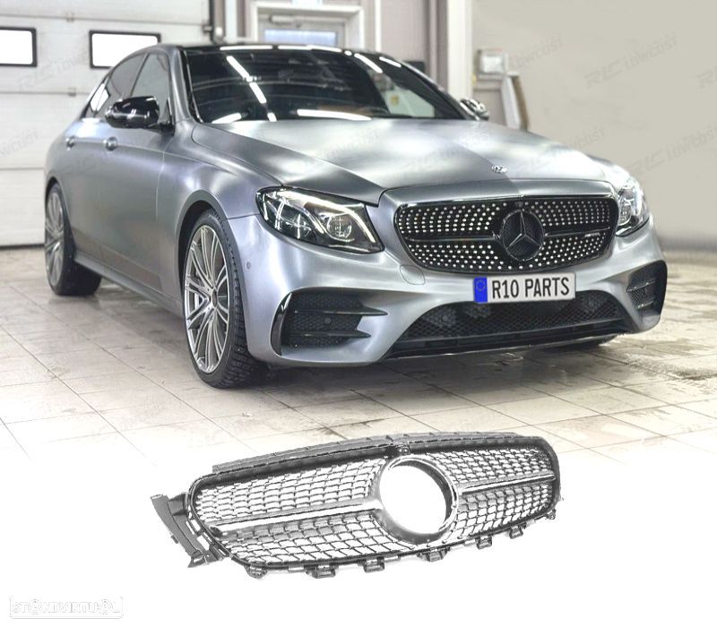 GRELHA DIANTEIRA MERCEDES CLASE E W213 AMG 17-20 CÂMERA LOOK DIAMOND SILVER - 1