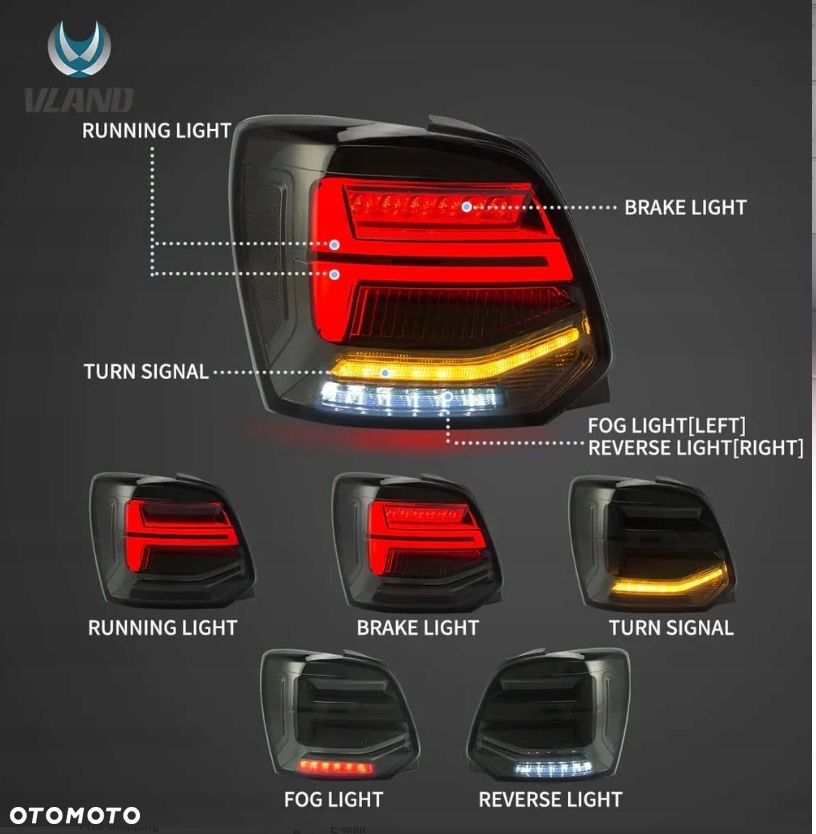 Lampy tylne kpl Full Led Neon Diody DTS Tuning Vw Polo V 5 6r 6r0 2009-2017 - 5
