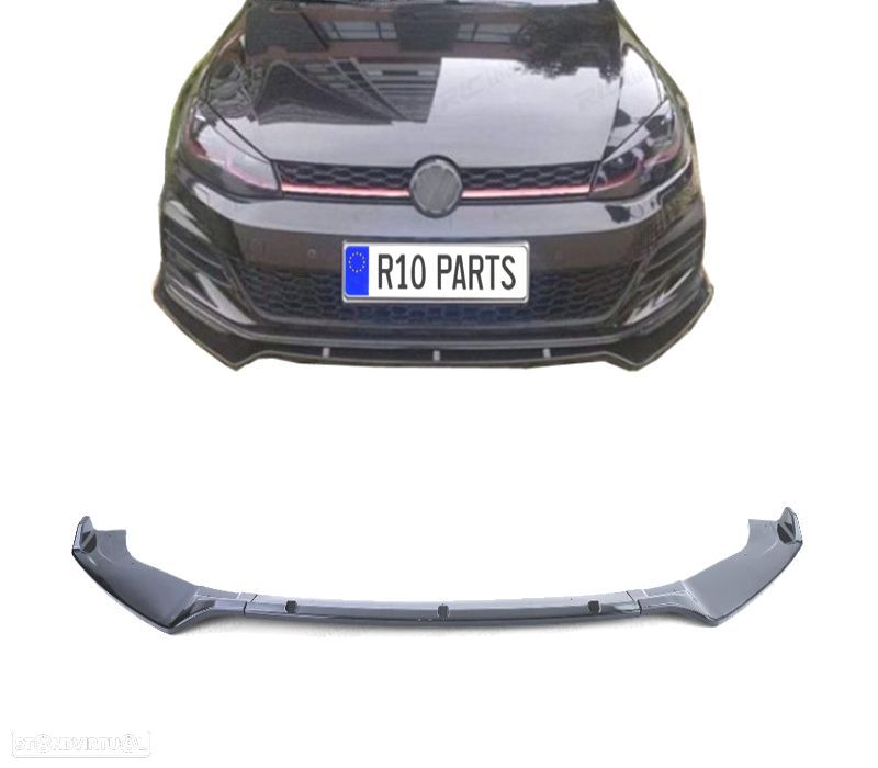 SPOILER LIP FRONTAL VOLKSWAGEN VW GOLF 7 7.5 PRETO BRILHANTE - 1