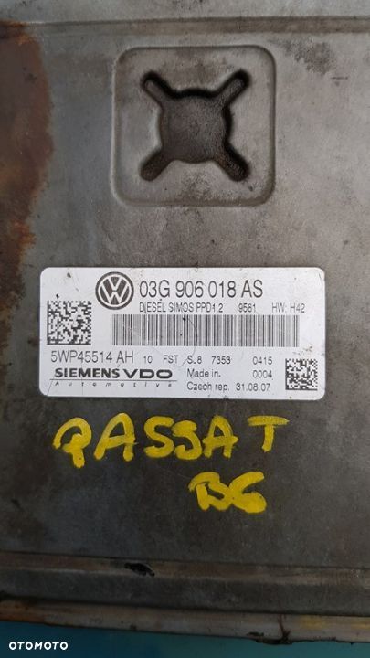 KOMPUTER STEROWNIK SILNIKA PASSAT B6 170KM 03G906018AS AUDI 2.0 TDI 03G906016FF 0281011905 OCTAVIA 1.9 TDI 03G906021LB 0281013238 - 2