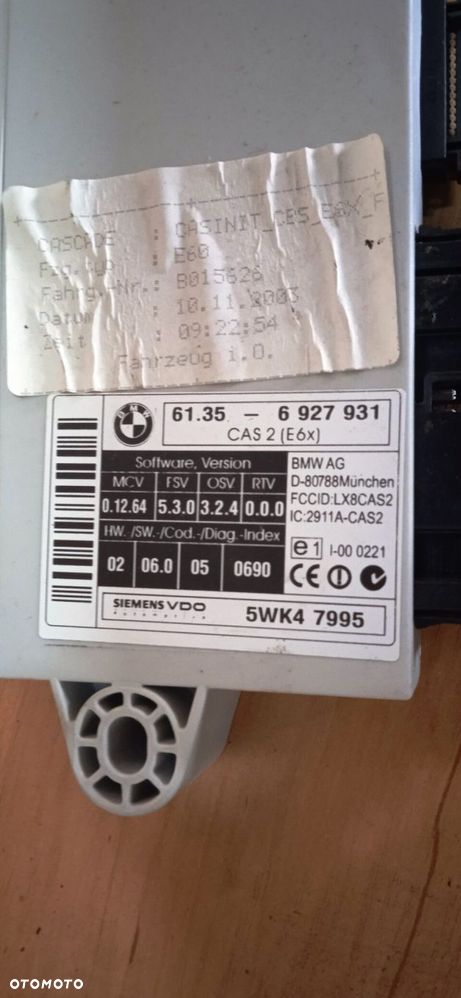 Moduł CAS EWS BMW E60 61356927931 - 2