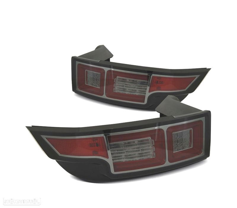 FAROLINS TRASEIROS RANGE ROVER EVOQUE 11-15 LIGHT BAR FUNDO CROMADO FUMADO - 1