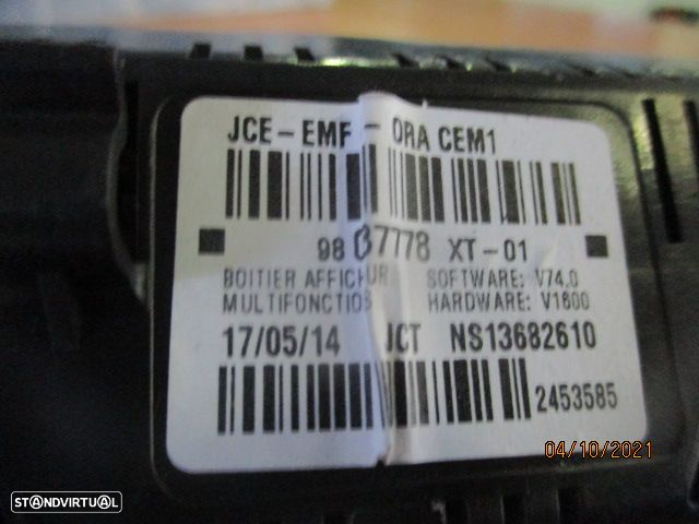 Display Relogio 98037778XT CITROEN C3 2014 ORIGINAL CITROEN C3   2 A51 FASE 2 2013 1.6HDI 82CV 5P BRANCO - 3