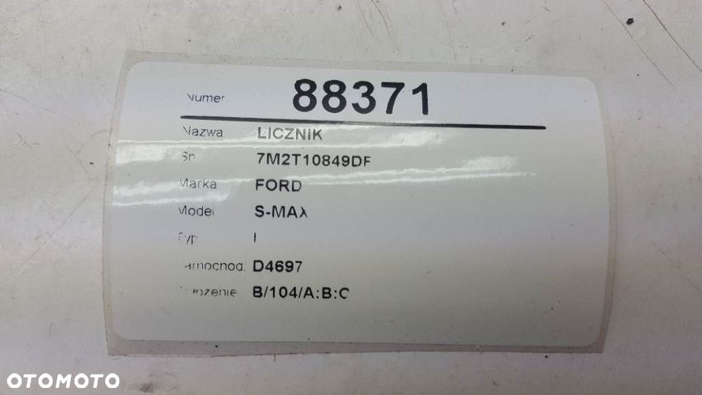 LICZNIK FORD S-MAX I 7M2T10849DF 2.0 TDCI 2006 - 7
