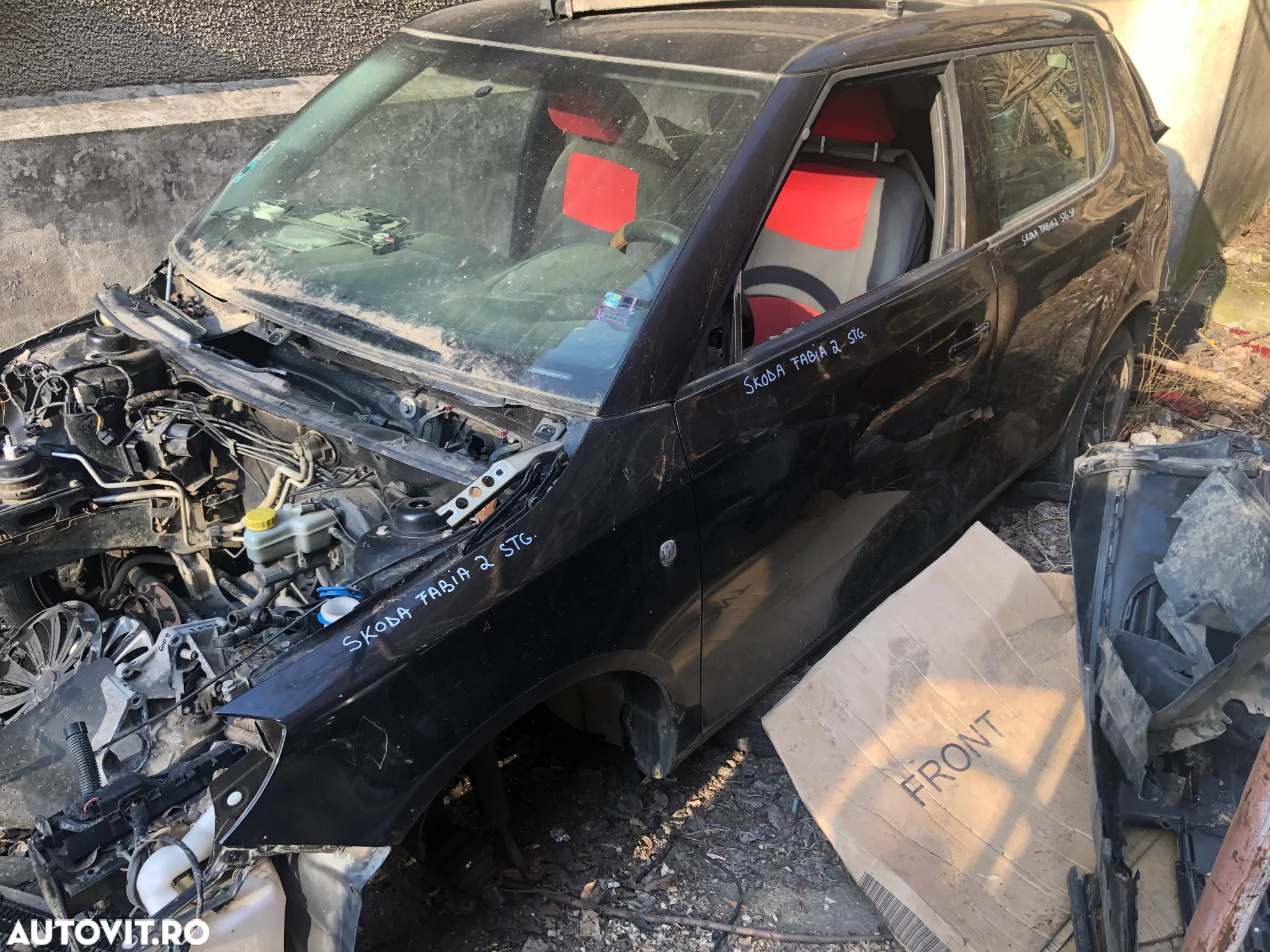 Aripa stanga fata Skoda Fabia 2 negru 2008 - 2