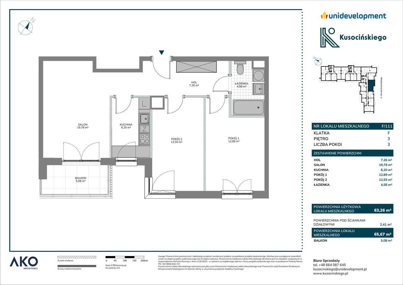 3-pokojowe mieszkanie 63m2 + balkon - Pełny obrazek: 2/12