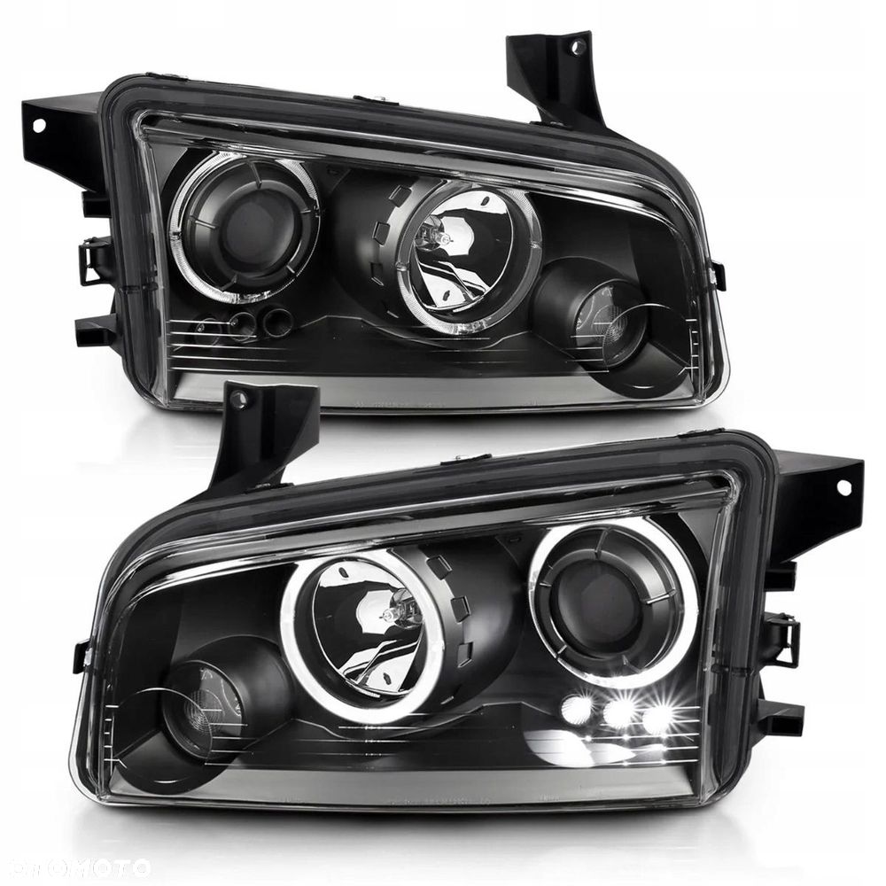Reflektor Lampa L+R Ringi Angel Eyes LED Black Czarne Dodge Charger lx 06- - 2