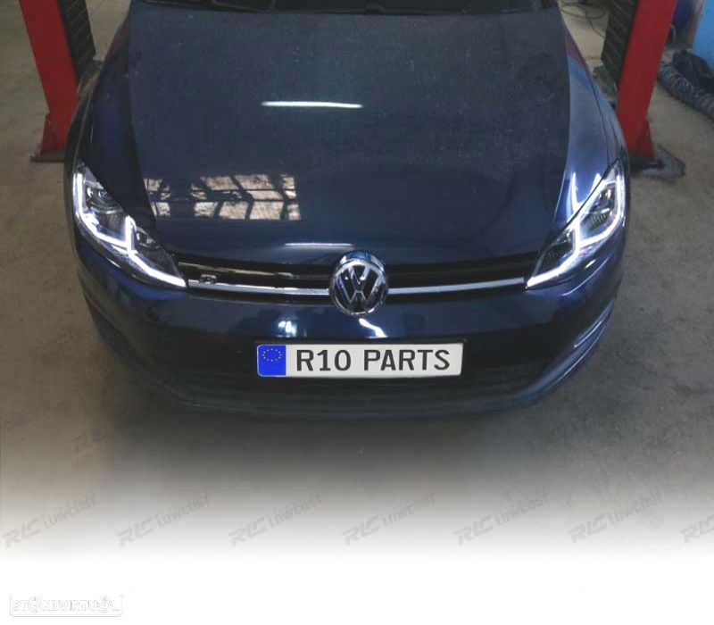 FAROIS VOLKSWAGEN VW GOLF 7 12-17 DRL DINAMICOS PRETO LOOK 7.5 R LINE - 2