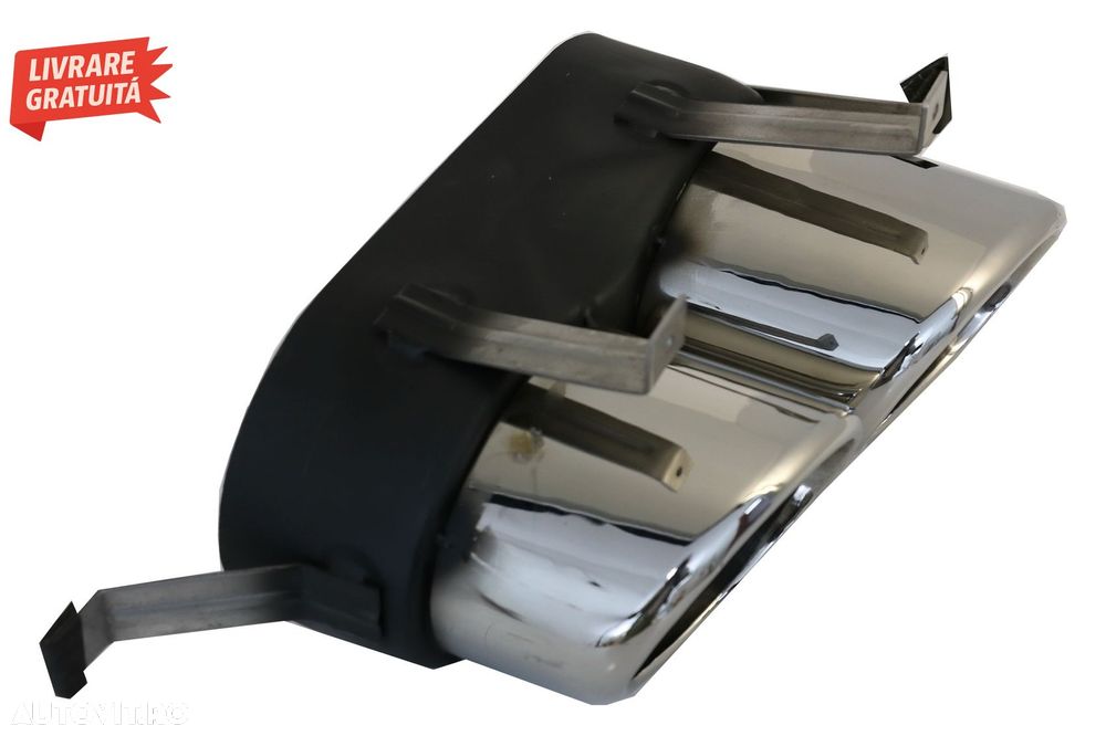 Difuzor Bara Spate Evacuare Dubla Audi Q5 SUV FY S-Line (2018-2020) Evacuari Crom- livrare gratuita - 8