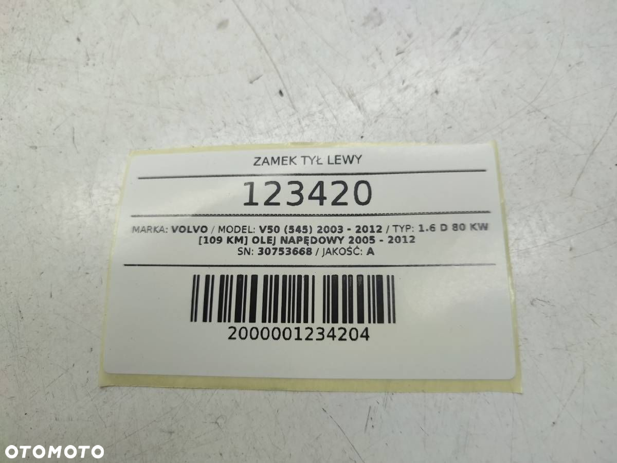 ZAMEK TYŁ TYLNY LEWY DRZWI KLAMKA VOLVO V50 S40 EU 10 PIN 30753668 - 8