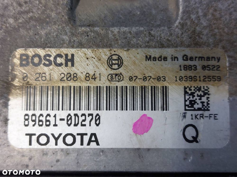 ZESTAW STARTOWY TOYOTA YARIS II 1.0 12V 89661-0D270 0261208841 - 2