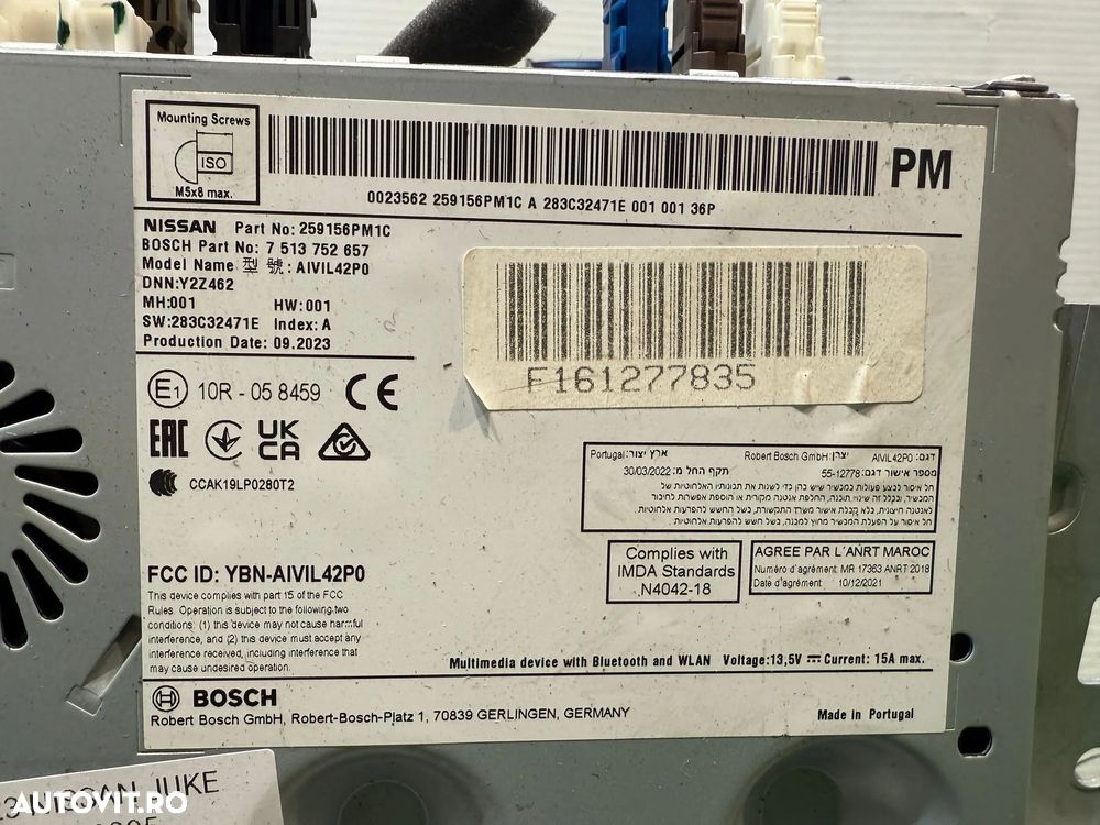 DISPLAY NAVIGATIE NAVI CD MULTIMEDIA NISSAN JUKE HYBRID 1.6 BENZINA 2023 COD OEM 259156PM1C 7513752657 2022-2024 - 7