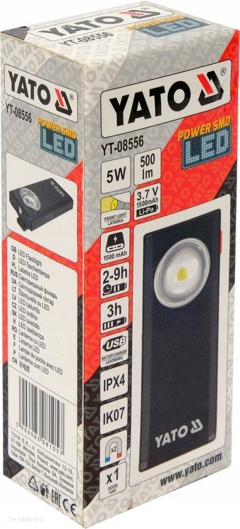 YATO LATARKA LAMPKA ROBOCZA 500LM LI-PO 3,7V 5W - 9
