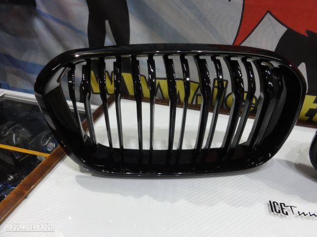 Grelha frontal BMW F20 / F21 LCI +15 M2 look / dupla lamina preto piano brilhante - 4