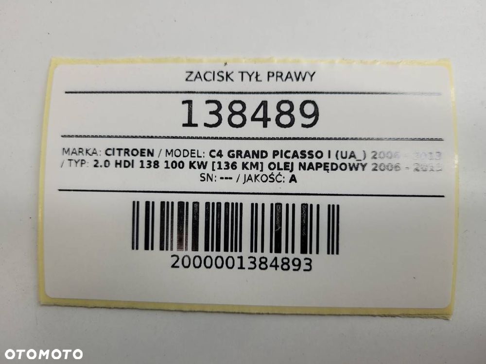 ZACISK TYŁ PRAWY CITROEN C4 GRAND PICASSO I 2.0 HDI 136KM - 7