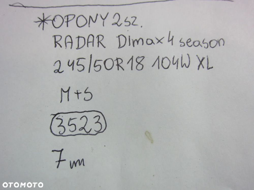 OPONY RADAR DIMAX 245/50/18 2SZTUKI 7mm CAŁOROCZNE - 13