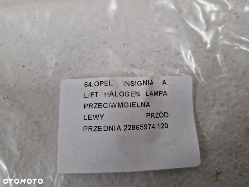 opel insignia a lift halogen lampa przeciwmgielna lewy przód przednia 22865975 - 9