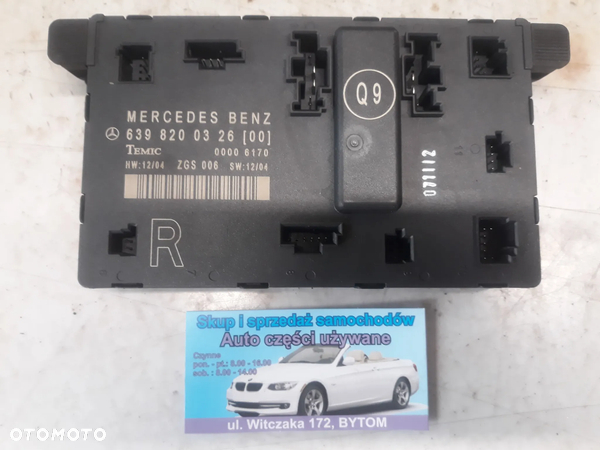 MODUŁ STEROWNIK DRZWI PRAWY PRZÓD MERCEDES VITO W639  2,2 CDI  111 CDI 2005r   6398200326