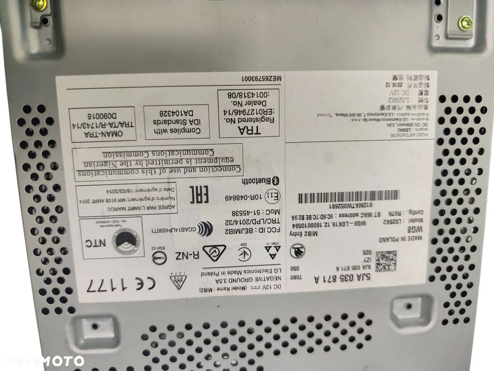 RADIO SKODA RAPID (2012-2017) 1.4 TDI 90KM 5JA035871A - 3