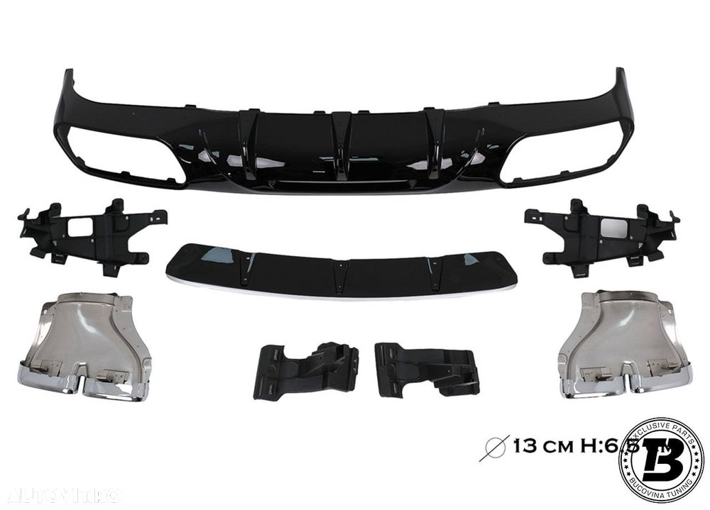 Difuzor Bara Spate Cu Ornamente Evacuare compatibil cu Mercedes CLS W218 X218 AMG 63 Design - 8