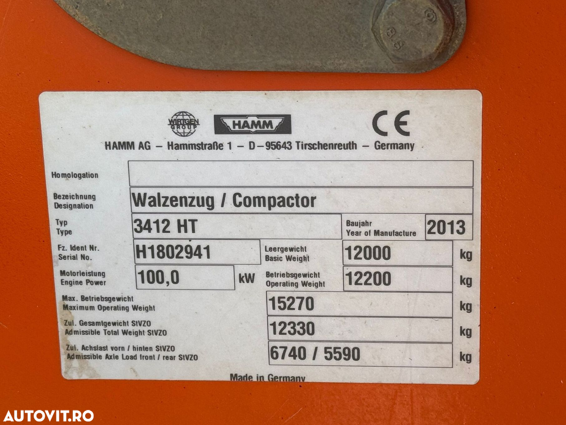 Hamm 3412 Cilindru Compactor - 3