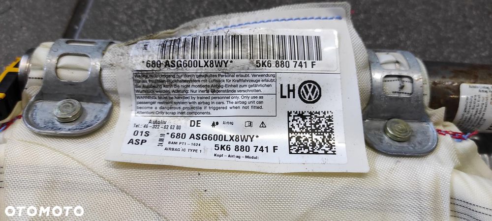 KURTYNA AIRBAG LEWA PRAWA  5K6880741/2F VW GOLF VI HB - 2