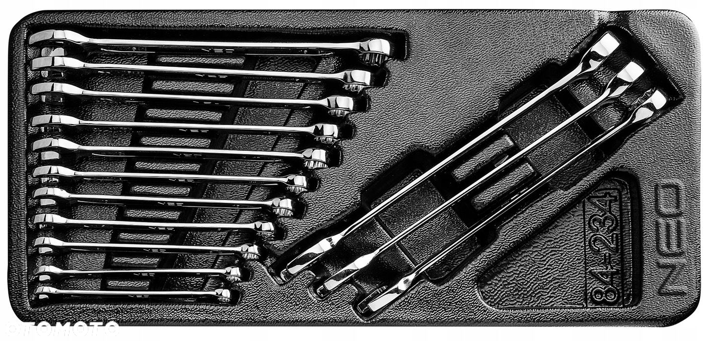 NEO WKŁAD KLUCZE PŁASKO-OCZKOWE 6-19mm 14 SZTUK CrV DO SZAFKI 84-234 - 2