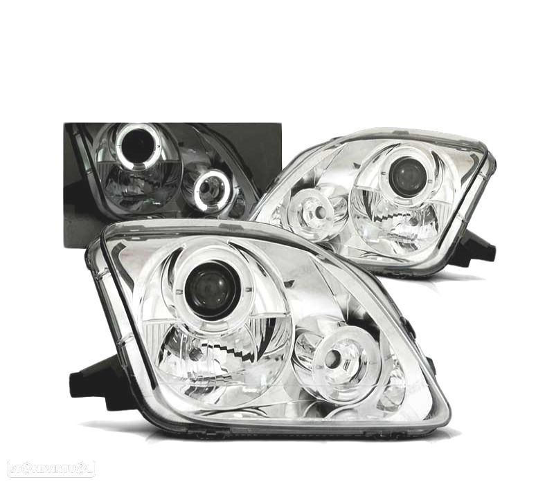FARÓIS ANGEL EYES PARA HONDA PRELUDE 97-01 CHROME CROMADO - 1