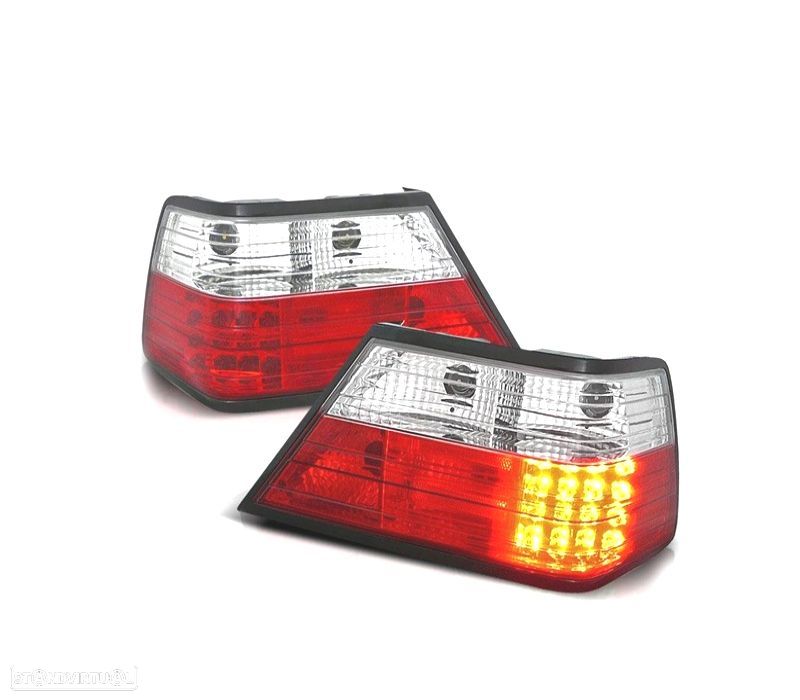 FAROLINS TRASEIROS PARA MERCEDES CLASSE E W124 85-95 LED VERMELHO CROMADO - 1