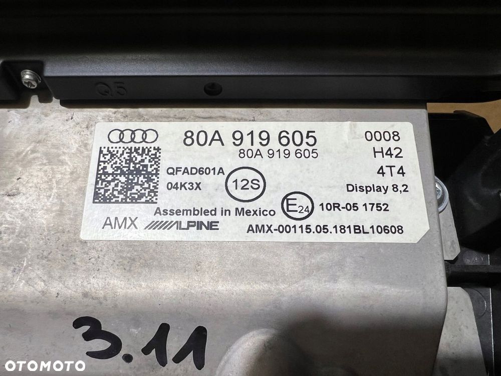 audi q5 80a wyświetlacz ekran panel lcd nawigacja alpine 80a919605 - 5