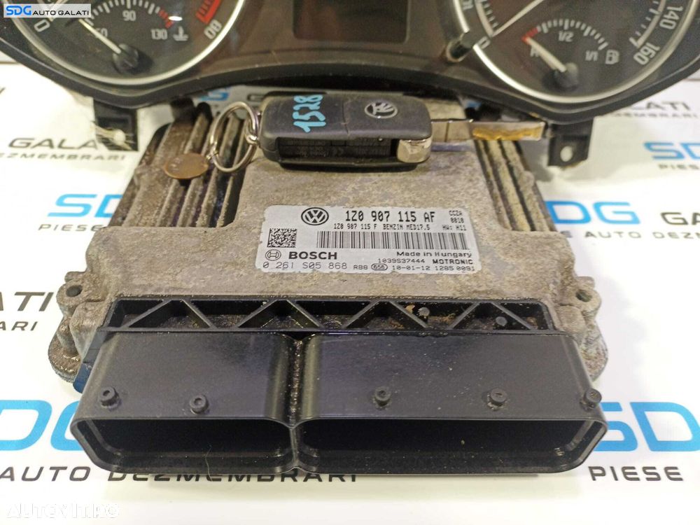 Kit Pornire ECU Calculator Motor Cip Cheie Imobilizator Ceas Ceasuri Cluster Instrumental Bord Skoda Octavia 2 FL Facelift 2.0 TSI TFSI 2008 - 2013 Cod 1Z0907115AF 1Z0907115F 0261S05868 [L1787] - 3