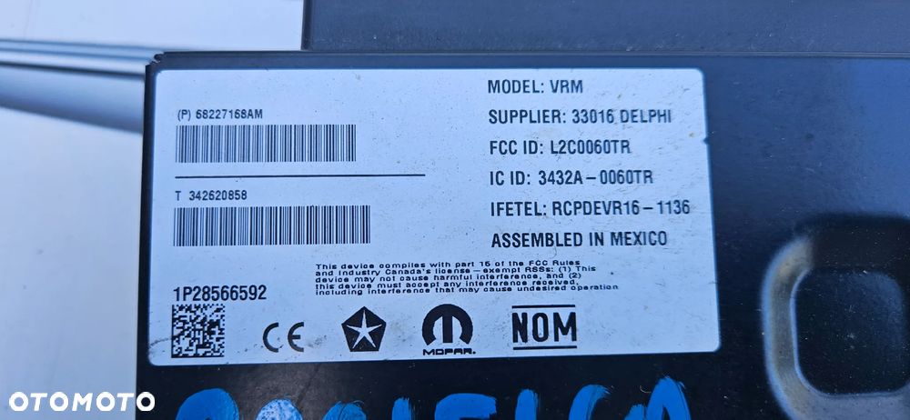 Chrysler Pacifica 2016- Moduł sterowania wideo Sterownik VRM dvd  P68227168AM 68227168AM - 3