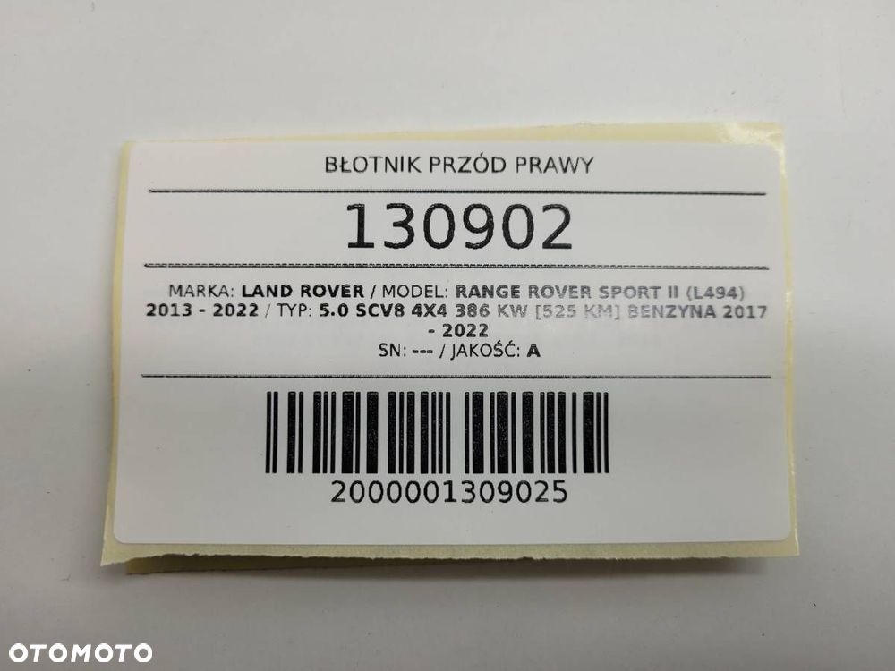 BŁOTNIK PRZÓD PRAWY RANGE ROVER SPORT II L494 LR100544 ORYGINAŁ - 17