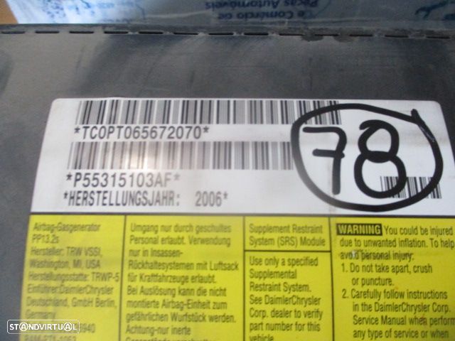 Kit Airbags  P5GR10ZJ8AI  P55315103AF  P5JS061X9AE   5JS061TRMAE   30352716E  P04606999AA   JEEP CHEROKEE KJ 2006 2.8D 165CV 5P DOURADO SEM TABLIER - 6